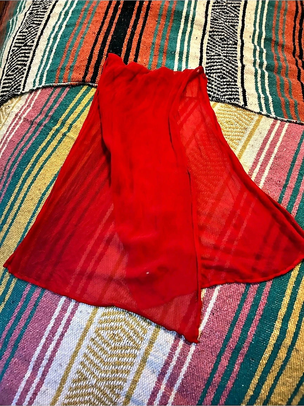 Red silk scarf Like New Vintage 1970s